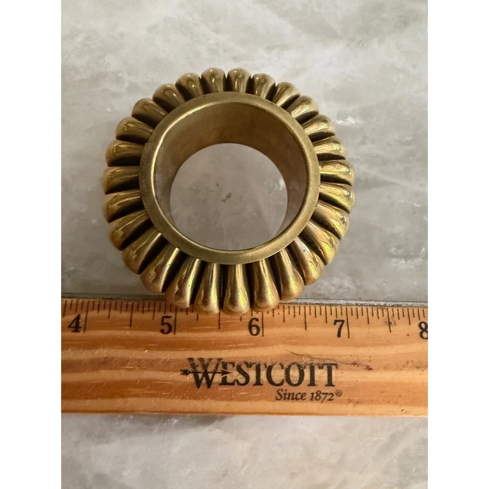 Brass Napkin Rings Set of 6 Gold Ribbed Melon‎ Pumpkin shape